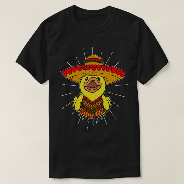 Mexico Duck mit Sombrero und Poncho T-Shirt (Design vorne)