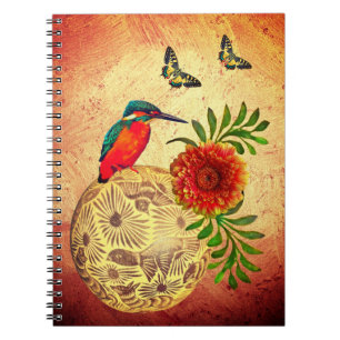 Mexico Earth Tones W/ Red Bird, Butterfly & Blume Notizblock