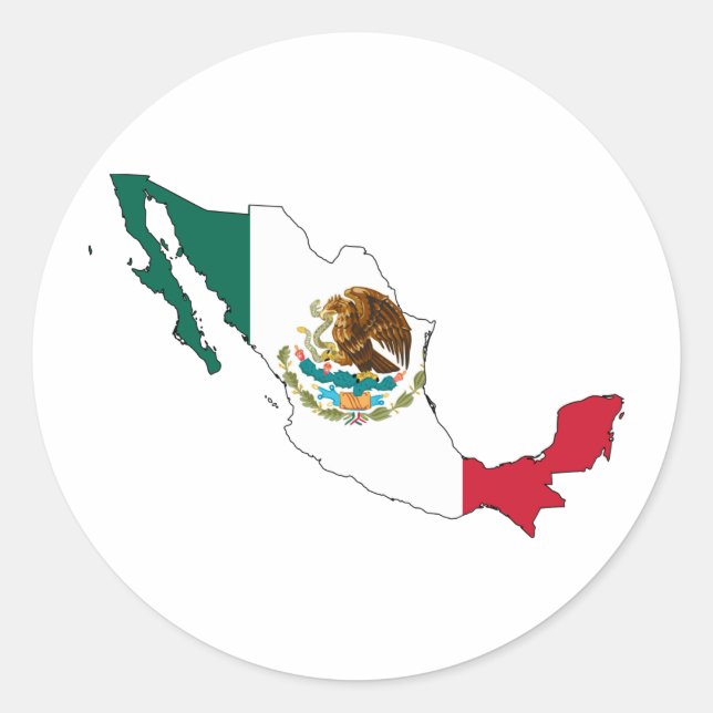 mexico Fahnenkarte la Bandera Nacional Runder Aufkleber (Vorderseite)