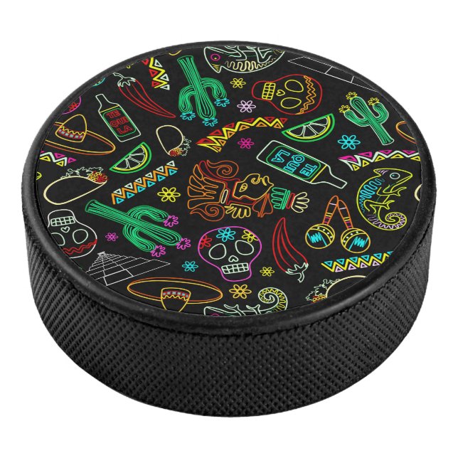 Mexico Fiesta Muster Eishockey Puck (3/4)