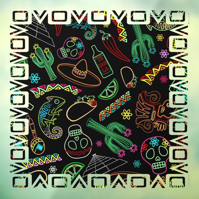 Mexico Fiesta Muster Fensteraufkleber (Blatt 3)