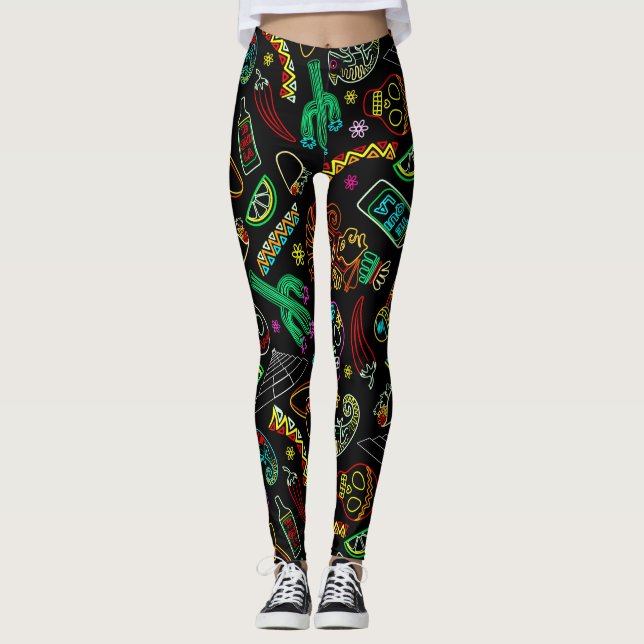 Mexico Fiesta Muster Leggings (Vorderseite)