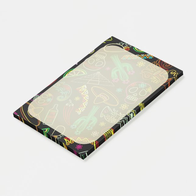 Mexico Fiesta Muster Post-it Klebezettel (angewinkelt)