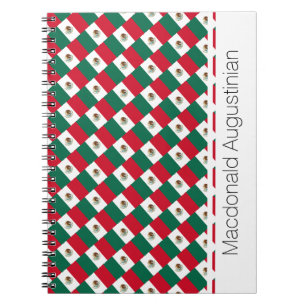 MEXICO FLAG Custom Add Name Notebook Journal Notizblock
