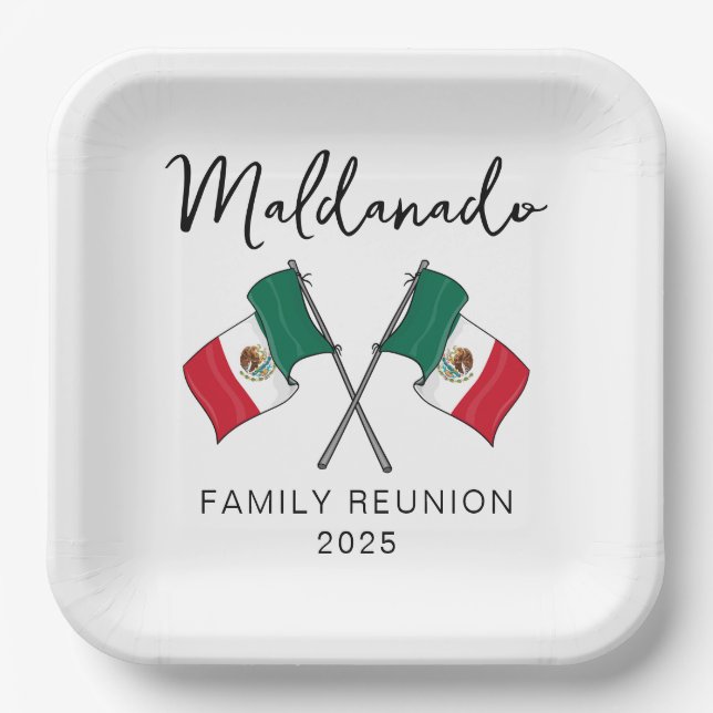 Mexico Flag Family Wiedersehen Pappteller (Vorderseite)