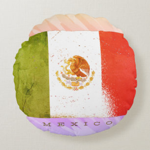 Mexico Flag Grunge Style Design Rundes Kissen