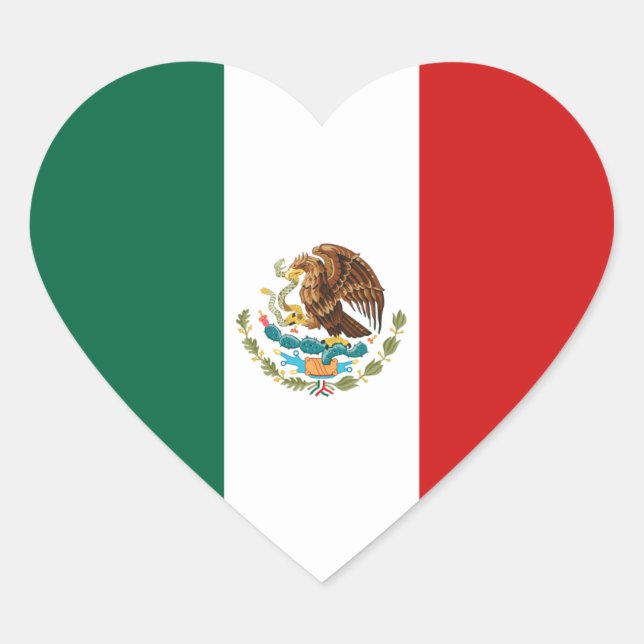Mexico Flag Heftsticker Herz-Aufkleber (Vorderseite)