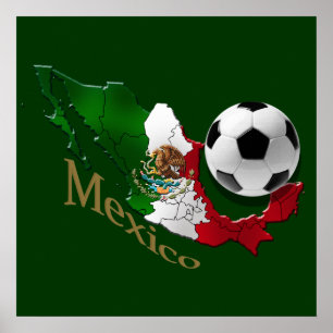 Mexico Flag Map Fußball Fans Futbol Geschenke Poster