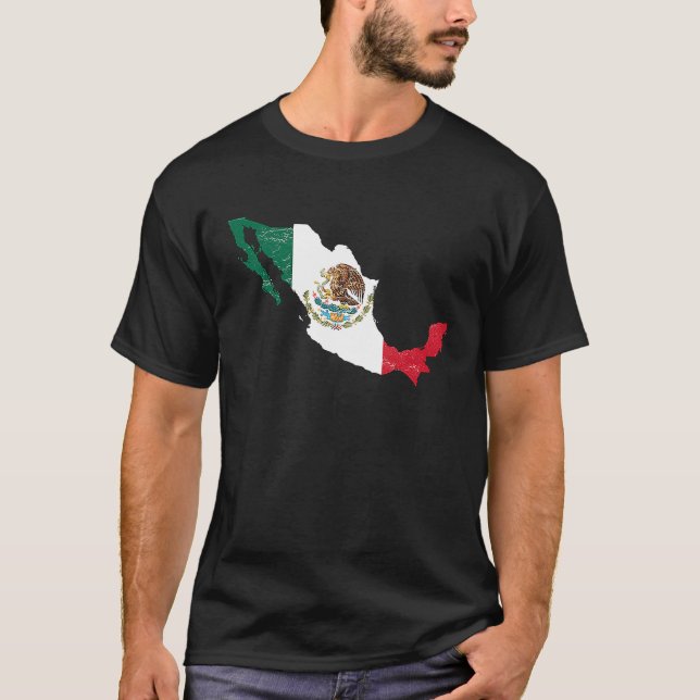 Mexico flag with Mexican map distressed T-Shirt (Vorderseite)