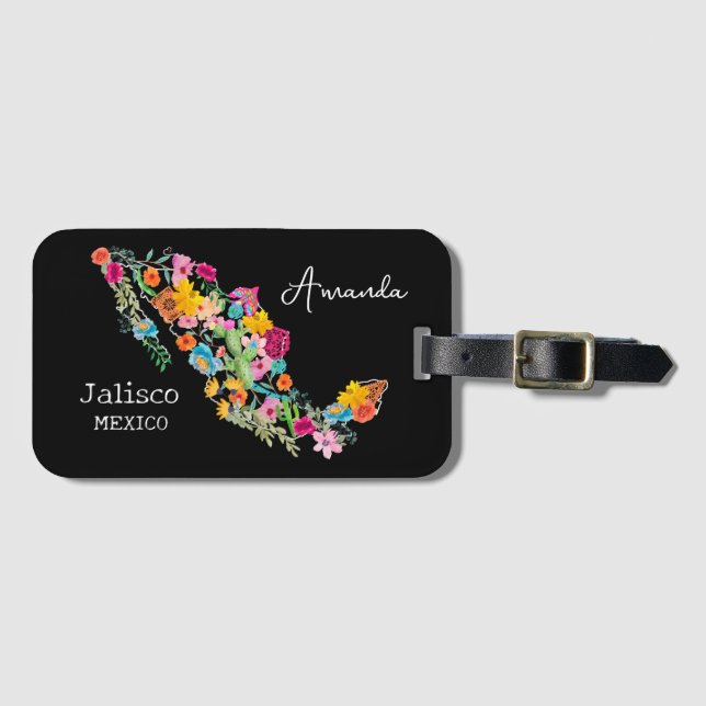 Mexico Floral Hochzeit in Urlaubsort Geschenkname Gepäckanhänger (Vorderseite (Horizontal))