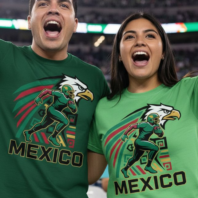 Mexico Football Eagle National Pride Action Art T-Shirt (Use Personalized to change color/font.
Choose a color that matches the background color of shirt)