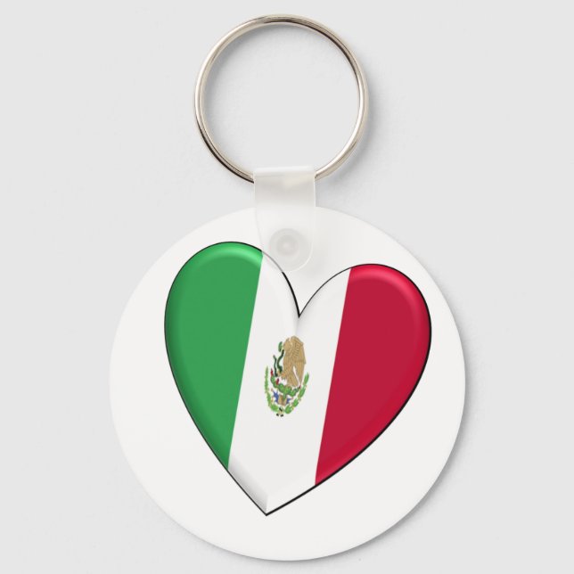 Mexico Heart Flag Schlüsselanhänger (Vorderseite)