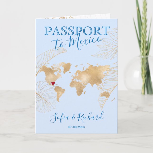 Mexico Hochzeit in Urlaubsort Passport Karte QR Co (Vorderseite)