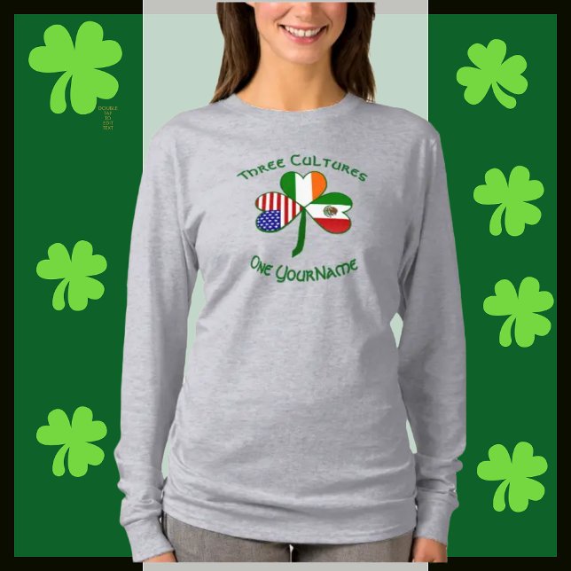 Mexico Irish USA Flag Kleeblatt Personalisiert Wom T-Shirt (Von Creator hochgeladen)