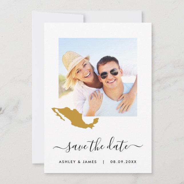 Mexico Map Foto Hochzeit Speichern Sie die Datumsk Save The Date (Vorderseite)
