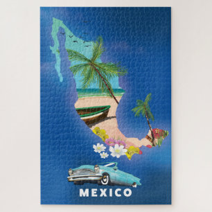 Mexico Map Illustration Reiseplakat. Puzzle