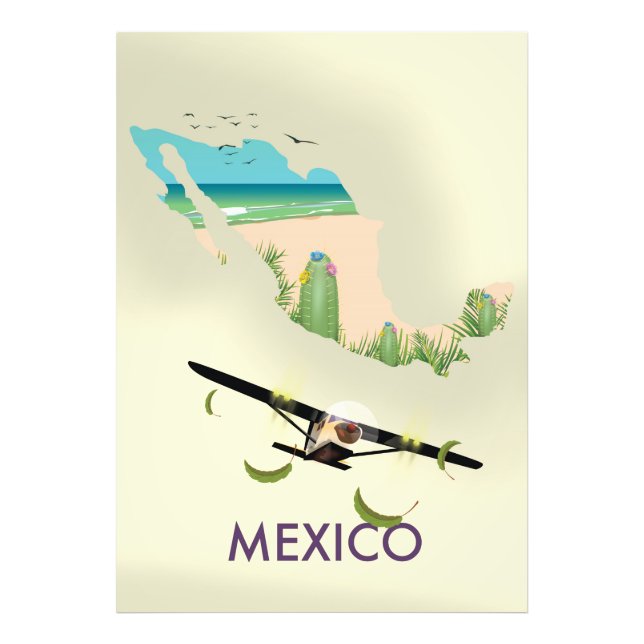 Mexico Map Reiseplakat Fotodruck (Vorne)