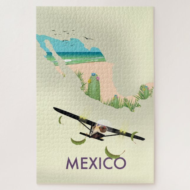 Mexico Map Reiseplakat Puzzle (Vertikal)