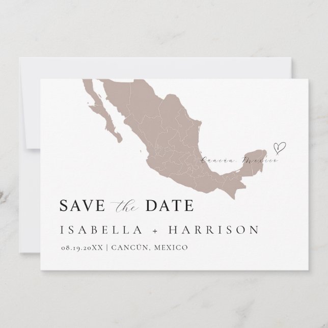 Mexico Map Save the Date Template (Vorderseite)