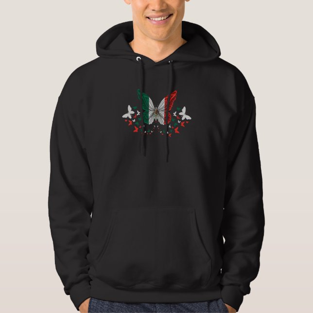 Mexico Mexican Mexico Flag Butterflies Hoodie (Vorderseite)