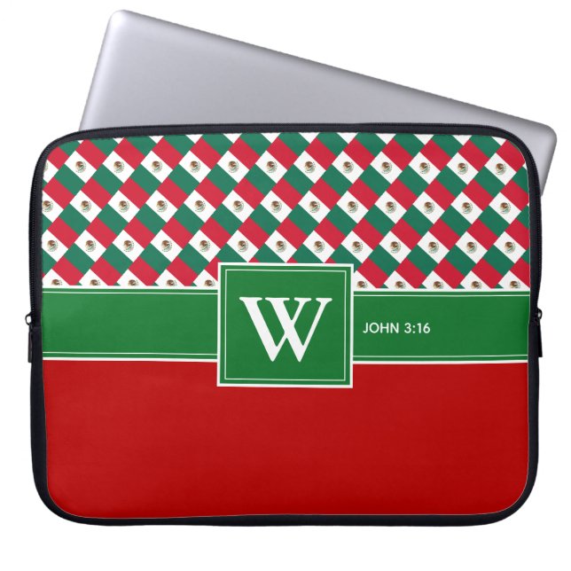 MEXICO Monogram Christlich Scripte Notebook Red Laptopschutzhülle (Vorderseite)