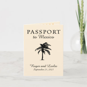 Mexico Passport Palm Tree Wedding Einladung