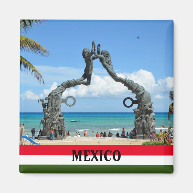 Mexico Playa del Carmen Beach Statue Souvenir Magnet (Vorne)