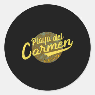 Mexico Playa Del Carmen Vintage Retro T-Shirt Runder Aufkleber