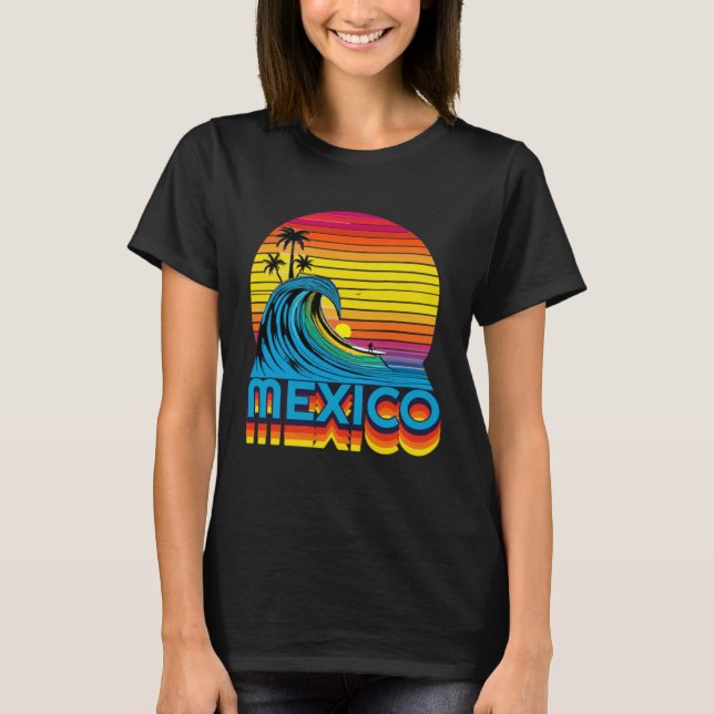 Mexico Retro Throwback Surf & Mexican Beach Souven T-Shirt (Vorderseite)