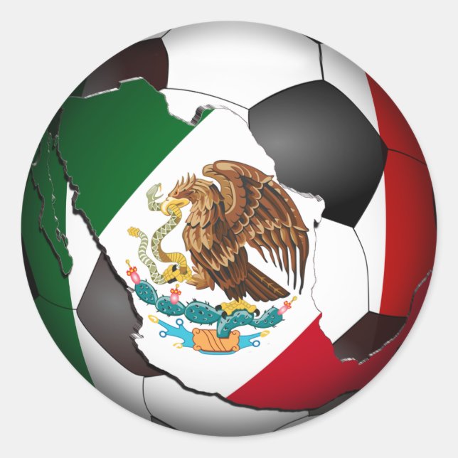 Mexico Soccer Ball Sports Runder Aufkleber (Vorderseite)