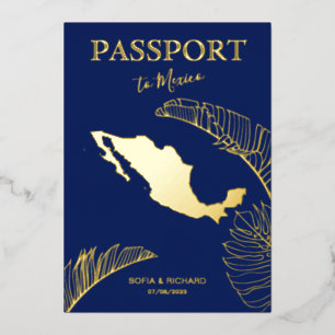 Mexico Strand Ziel Hochzeit Reisepass Folieneinladung