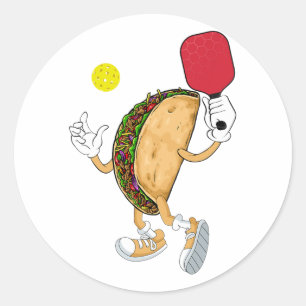 Mexico Taco Pickleball Player Sports Lover Cinco D Runder Aufkleber