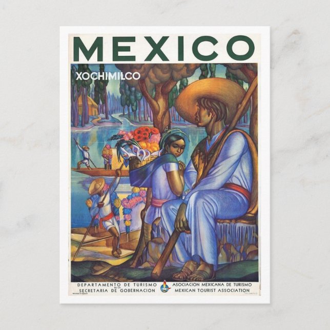 Mexico Travel Poster Style Retro Inspiriert Postkarte (Vorderseite)
