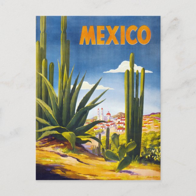 Mexico Vintage Poster wiederhergestellt Postkarte (Vorderseite)