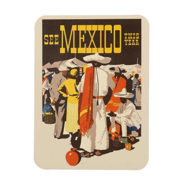 Mexico Vintage Travel Magnet (Vertikal)