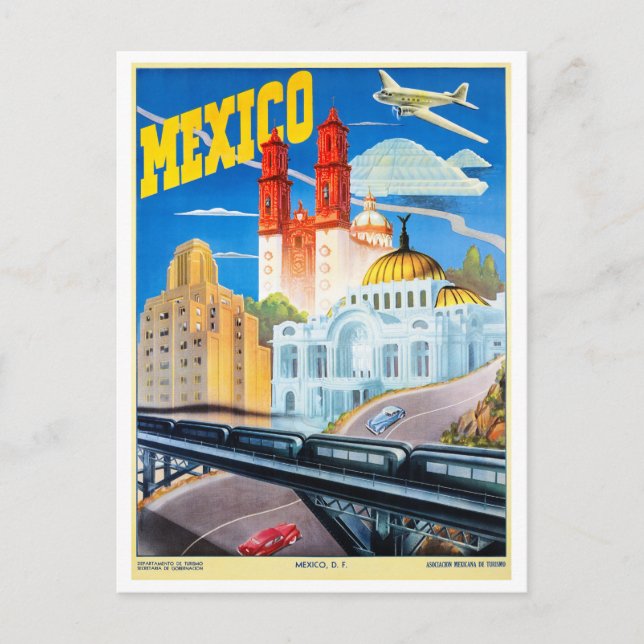 Mexico Vintage Travel Poster neu Postkarte (Vorderseite)