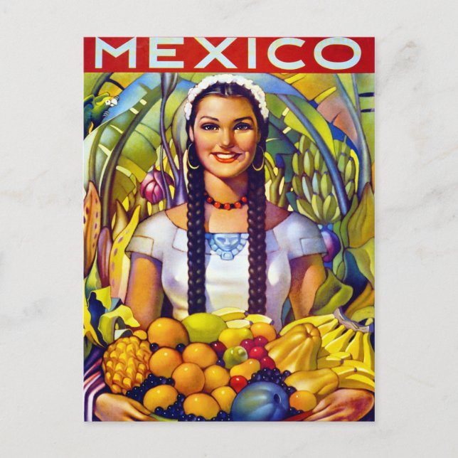 Mexico Vintage Travel Poster neu Postkarte (Vorderseite)