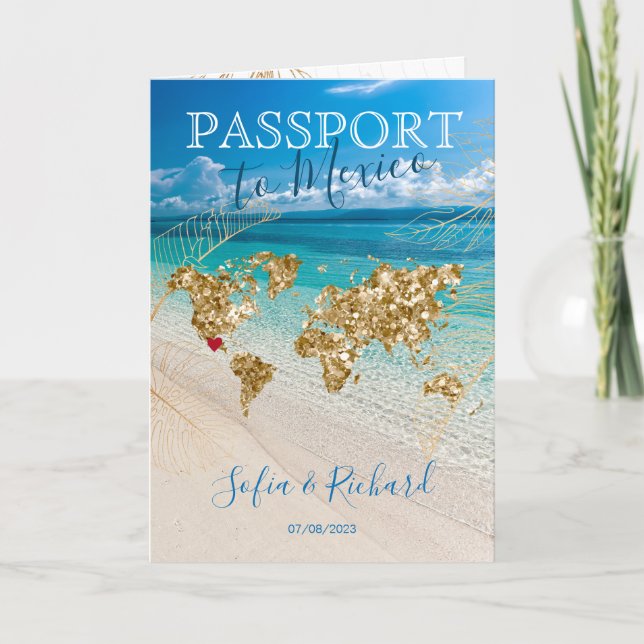 Mexico Wedding Destination Passport Karte QR Code (Vorderseite)