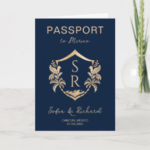 Mexico Wedding Destination Passport Wappen Palm Einladung