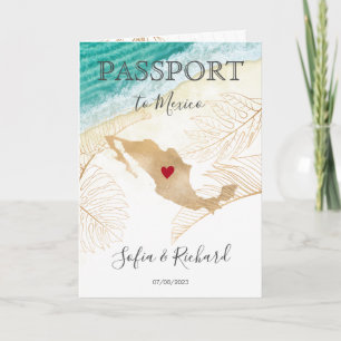 Mexico Wedding Destination Passport World Map Inv Einladung