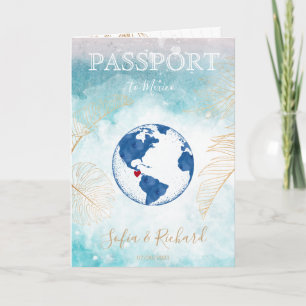 Mexico Wedding Destination Passport World Map Inv Einladung
