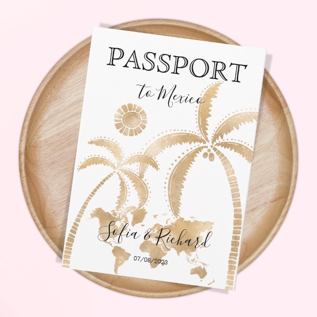 Mexico Wedding Destination Passport World Map Inv Einladung (Von Creator hochgeladen)