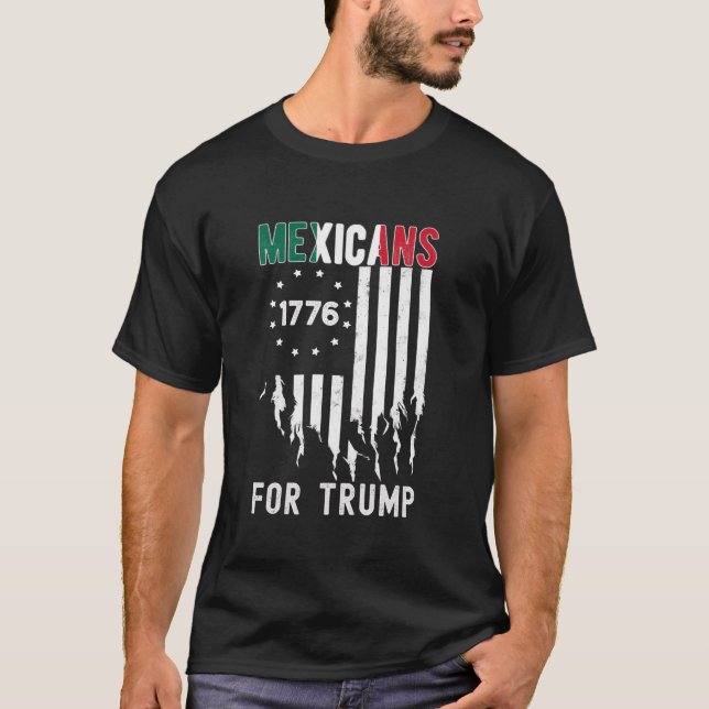Mexikaner für Trump 2024 Mexiko Freundschaftsflagg T-Shirt (Vorderseite)