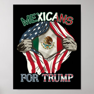 Mexikaner Für Trump 2024 USA Mexiko-Flagge Poster