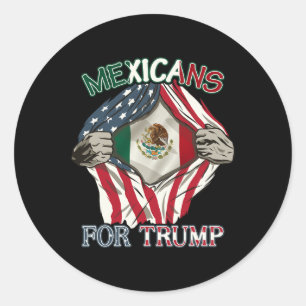 Mexikaner für Trump 2024 USA Mexiko-Flagge Runder Aufkleber
