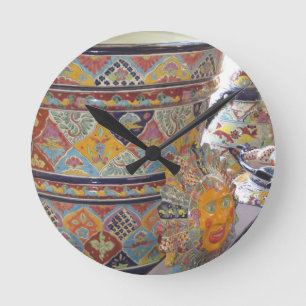 Mexikaner-Talavera-Arttonwaren Runde Wanduhr