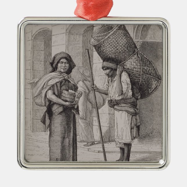 Mexikaner Tortillera und Stroh-Matten-Verkäufer Silbernes Ornament (Vorne)