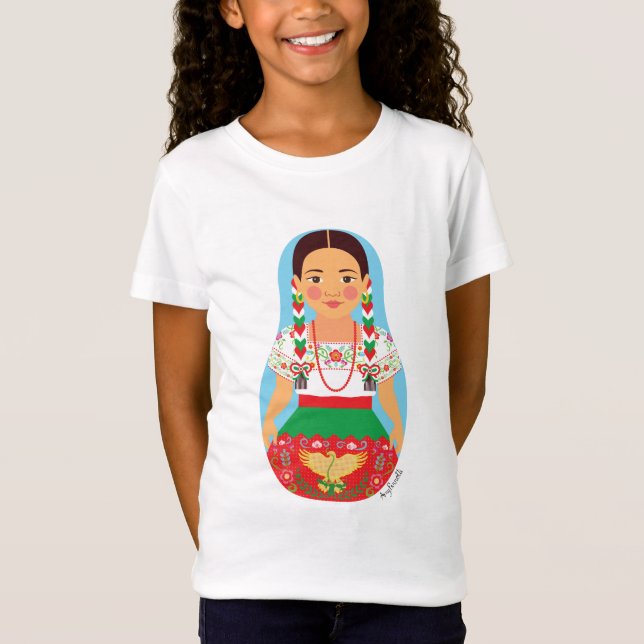 Mexikanerin, China Poblana Matryoshka Girls' T-Shirt (Vorderseite)