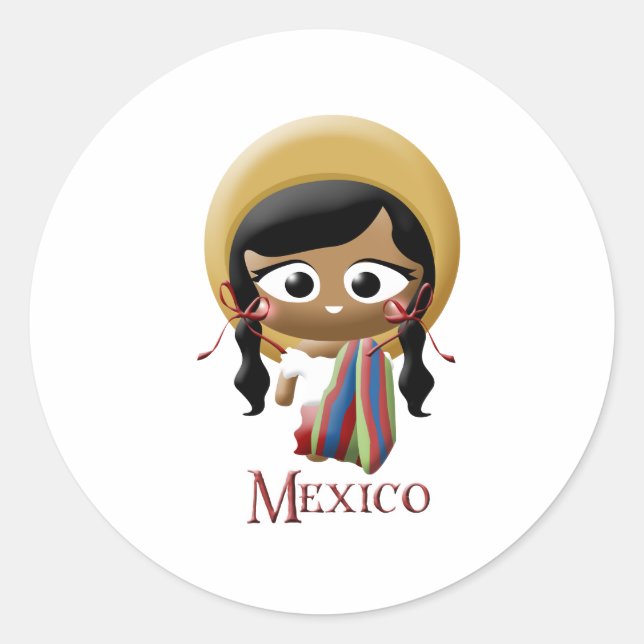 Mexikanerin Runder Aufkleber (Vorderseite)