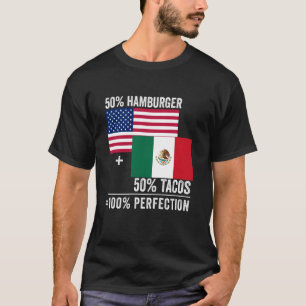 Mexikanisch Amerikanische Flagge Liebe Stolz Halb T-Shirt